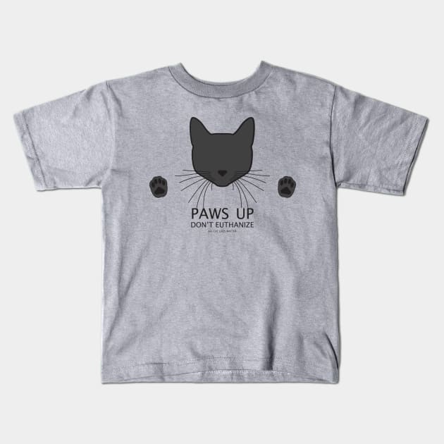 Paws Up (Black Cat) Kids T-Shirt by PoliticalShirtire